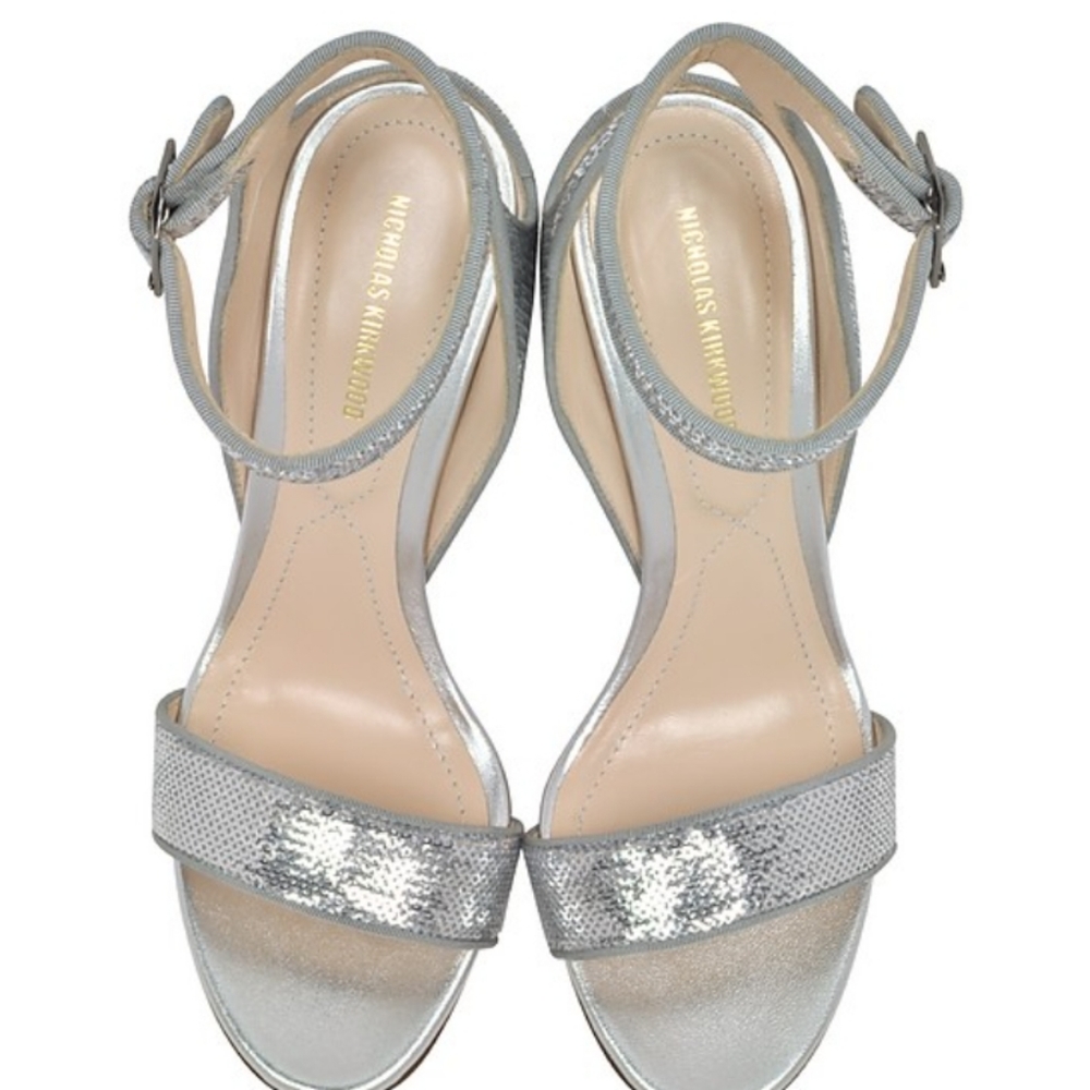 NICHOLAS KIRKWOODSilver Sequins 90mm Lola Pearl Sandals